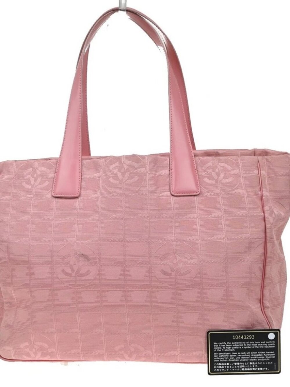 CHANEL CC Logo New Travel Line Shoulder Bag Nylon Leather Pink Italy 87EG406